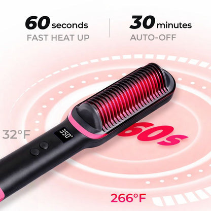 🎉 New Year Sale – Up to 50% Off! 🔥 Hair Straightener Brush – 5 Heat Settings, 20s Fast Heating, Dual Voltage, Black