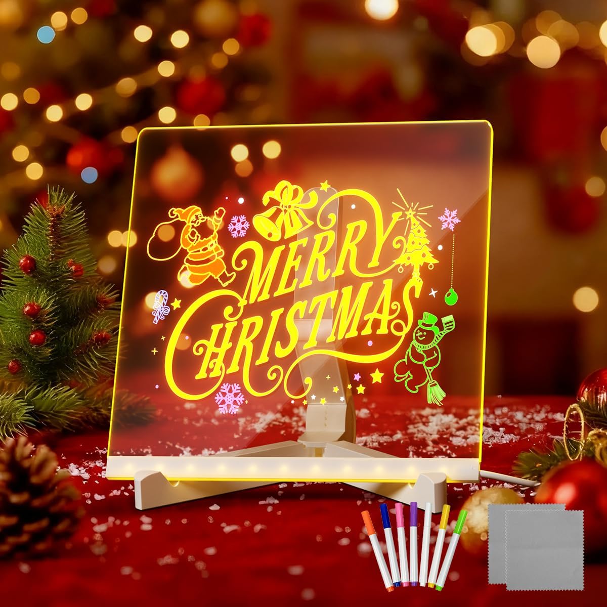 LumiBoard LED Drawing Board for Kids ✨ 11.8"×7.9" Light Up Acrylic Dry Erase LED Note Board 🌈 with Colors, Doodle Glow Board with Stand 🎨 Magic Drawing Tablet as Christmas 🎄 & Birthday 🎂 Gifts for Girls Boys