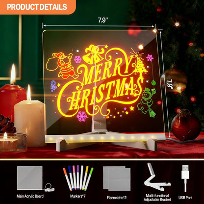 LumiBoard LED Drawing Board for Kids ✨ 11.8"×7.9" Light Up Acrylic Dry Erase LED Note Board 🌈 with Colors, Doodle Glow Board with Stand 🎨 Magic Drawing Tablet as Christmas 🎄 & Birthday 🎂 Gifts for Girls Boys