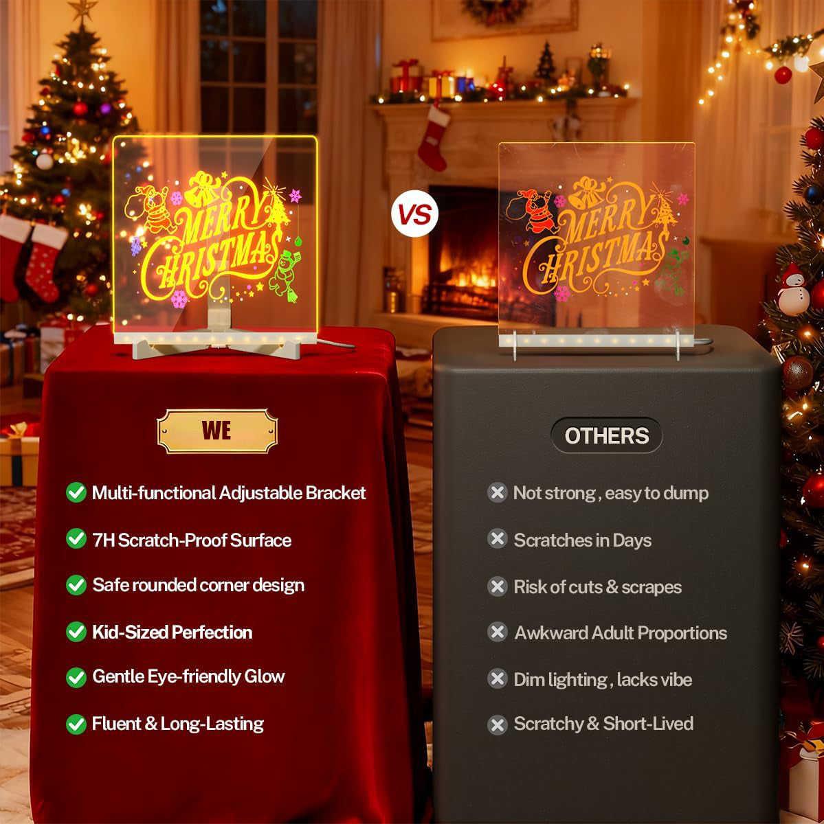 LumiBoard LED Drawing Board for Kids ✨ 11.8"×7.9" Light Up Acrylic Dry Erase LED Note Board 🌈 with Colors, Doodle Glow Board with Stand 🎨 Magic Drawing Tablet as Christmas 🎄 & Birthday 🎂 Gifts for Girls Boys