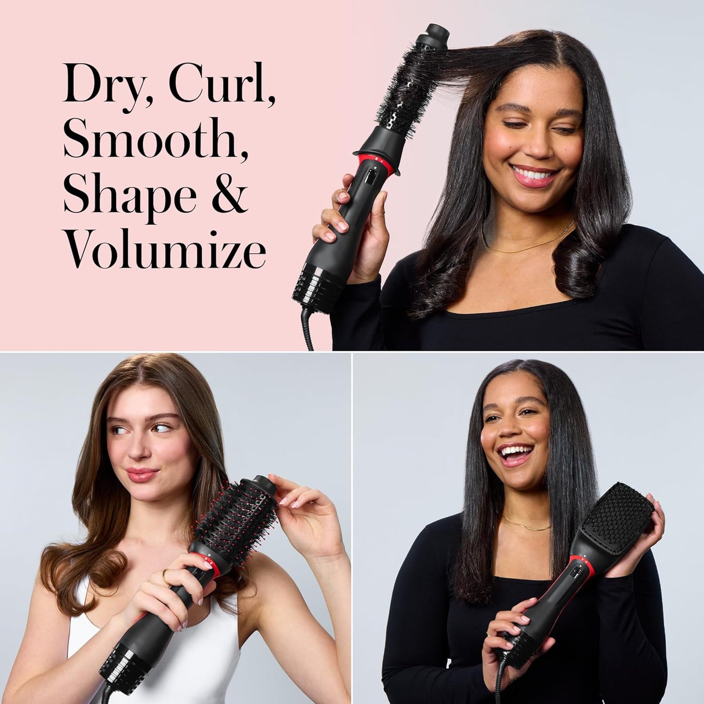 🔥Hair Dryer Brush Blow Dryer in One, Upgraded 4 in 1 Hair Dryer and Styler Volumizer with Negative Ion Anti-frizz Ceramic Titanium Barrel Hot Air Hair Straightener Brush