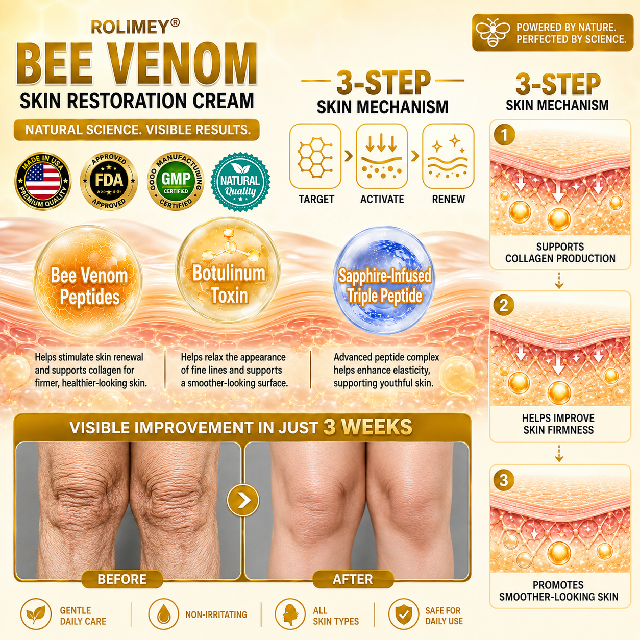🔥2026 New Rolimey® Bee Venom Advanced Skin Rescue Cream | Botox-Inspired Firming & Smoothing Care for All Skin Types