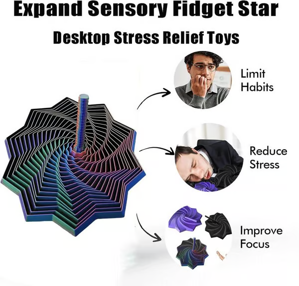 🔥3D Printed Expanded Sensory Fidget Star~🛒Add to cart and automatically apply a discount!