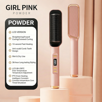 🎉 New Year Sale – Up to 50% Off! 🔥LCD Hair Straightener with Negative Ion, 2-in-1 Straightener & Curling Brush