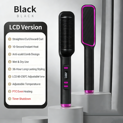 🎉 New Year Sale – Up to 50% Off! 🔥LCD Hair Straightener with Negative Ion, 2-in-1 Straightener & Curling Brush