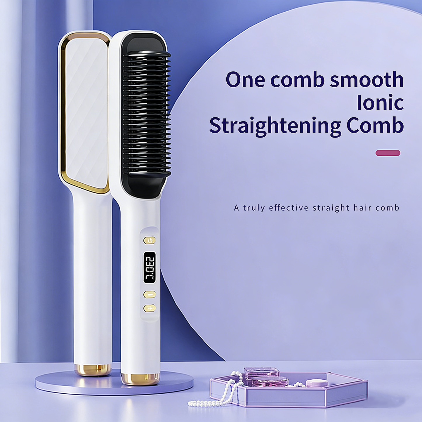🎉 New Year Sale – Up to 50% Off! 🔥LCD Hair Straightener with Negative Ion, 2-in-1 Straightener & Curling Brush
