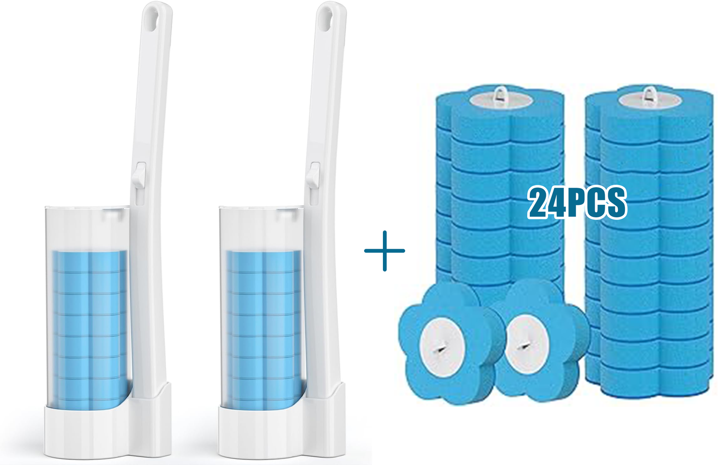 🎁🔥Disposable Toilet Brush 1 Pack- Toilet Bowl Cleaner, Toilet Bowl Brush, Each Toilet Wand with 12PCS Brush Refills for Bathroom Deep Cleaning