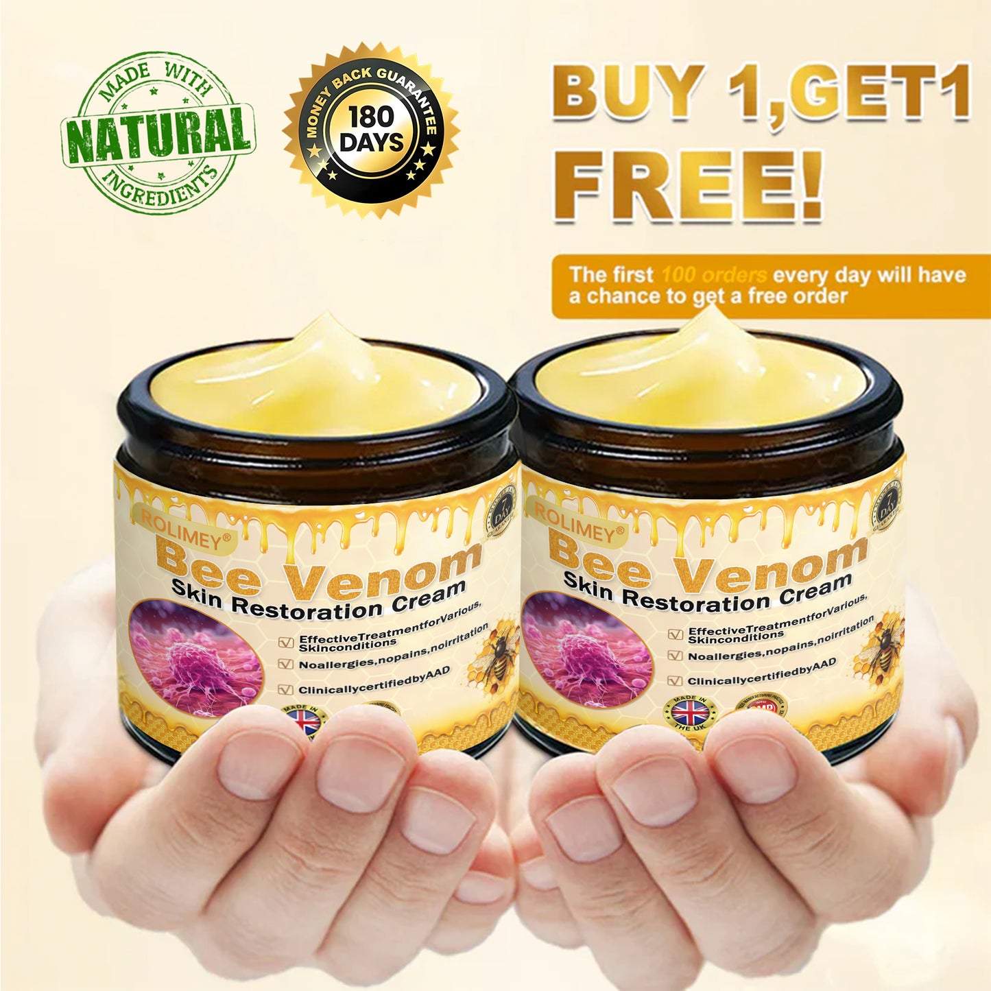🎁Made and Shipped from UK🎁✨ Rolimey® Bee venom Pro Comprehensive Cream 🔥 LAST DAY 80% OFF