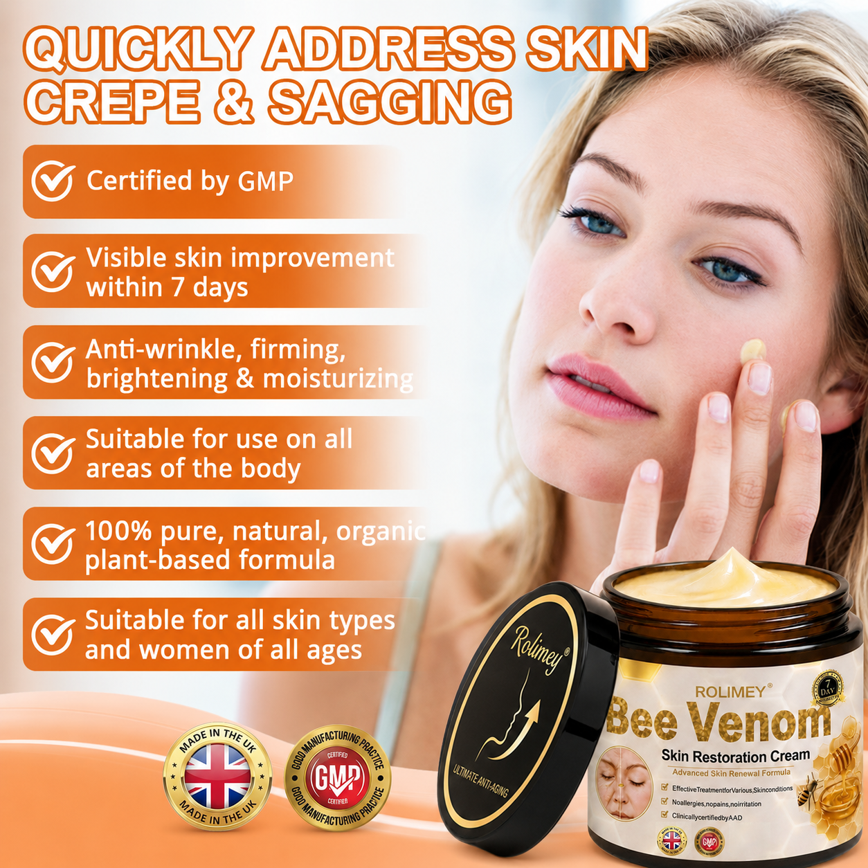 🌟Rolimey® Bee venom Pro Comprehensive Cream —Tightening for Skin Types 🔥