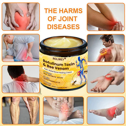 🌟Official Shop:Rolimey® Bee Venom Pain Relief Bone Healing Cream 👨‍⚕️(Reduction of joint swelling, pain, stiffness, redness, heat, muscle soreness and joint fatigue)
