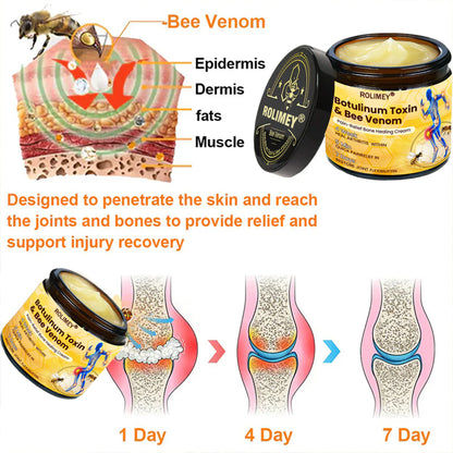 🌟Official Shop:Rolimey® Bee Venom Pain Relief Bone Healing Cream 👨‍⚕️(Reduction of joint swelling, pain, stiffness, redness, heat, muscle soreness and joint fatigue)