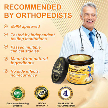 🌟Official Shop:Rolimey® Bee Venom Pain Relief Bone Healing Cream 👨‍⚕️(Reduction of joint swelling, pain, stiffness, redness, heat, muscle soreness and joint fatigue)