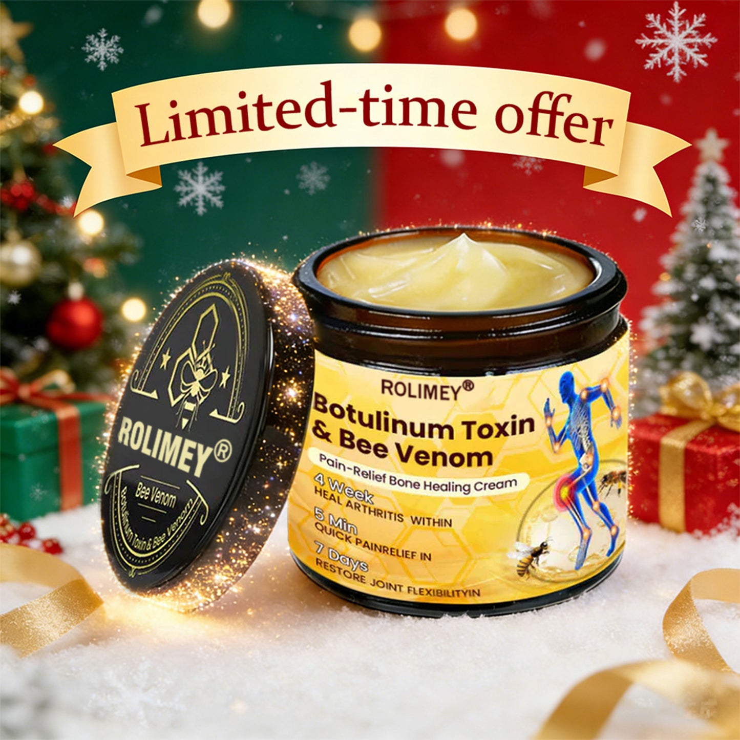 🌟Official Shop:Rolimey® Bee Venom Pain Relief Bone Healing Cream 👨‍⚕️(Reduction of joint swelling, pain, stiffness, redness, heat, muscle soreness and joint fatigue)
