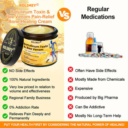 🌟Official Shop:Rolimey® Bee Venom Pain Relief Bone Healing Cream 👨‍⚕️(Reduction of joint swelling, pain, stiffness, redness, heat, muscle soreness and joint fatigue)
