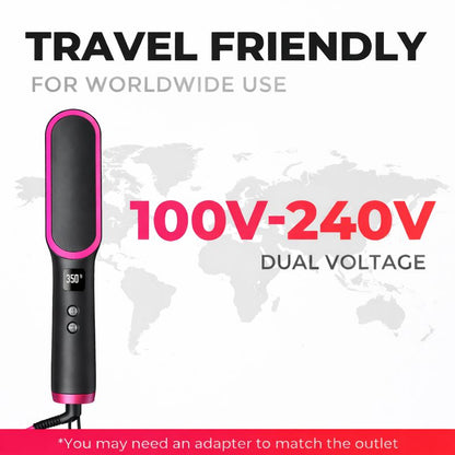 🎉 New Year Sale – Up to 50% Off! 🔥 Hair Straightener Brush – 5 Heat Settings, 20s Fast Heating, Dual Voltage, Black