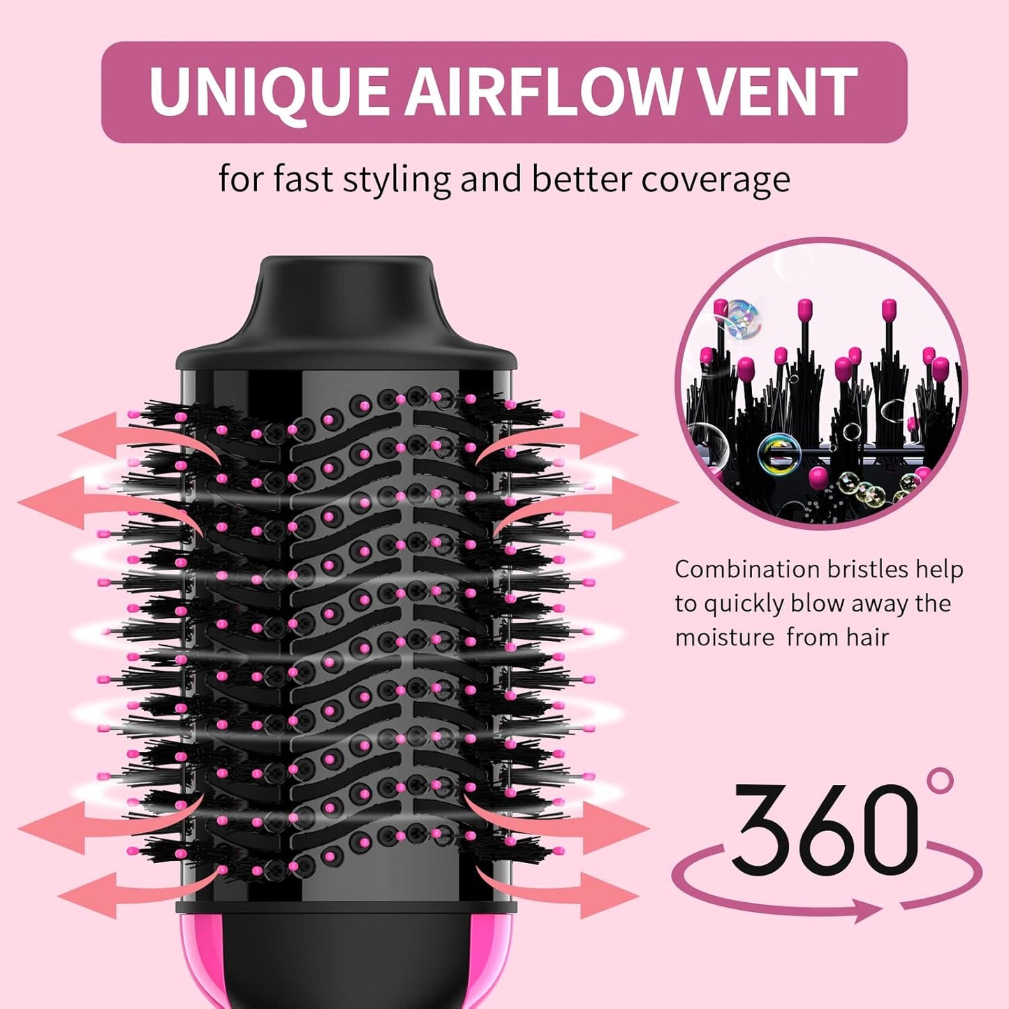🔥Hair Dryer Brush Blow Dryer in One, Upgraded 4 in 1 Hair Dryer and Styler Volumizer with Negative Ion Anti-frizz Ceramic Titanium Barrel Hot Air Hair Straightener Brush