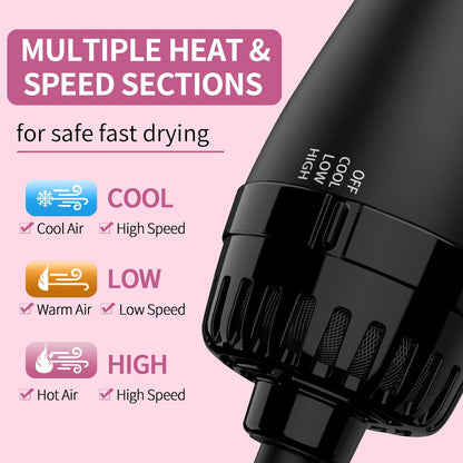 🔥Hair Dryer Brush Blow Dryer in One, Upgraded 4 in 1 Hair Dryer and Styler Volumizer with Negative Ion Anti-frizz Ceramic Titanium Barrel Hot Air Hair Straightener Brush