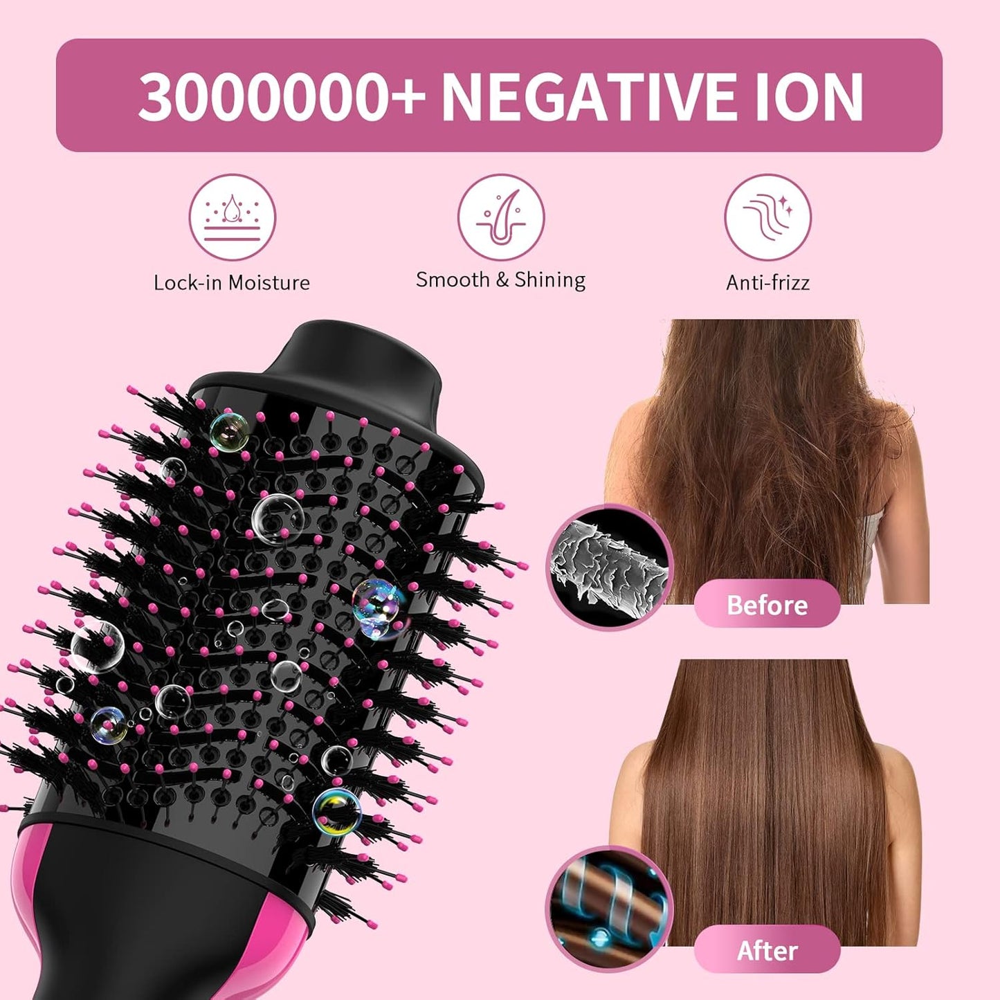 🔥Hair Dryer Brush Blow Dryer in One, Upgraded 4 in 1 Hair Dryer and Styler Volumizer with Negative Ion Anti-frizz Ceramic Titanium Barrel Hot Air Hair Straightener Brush