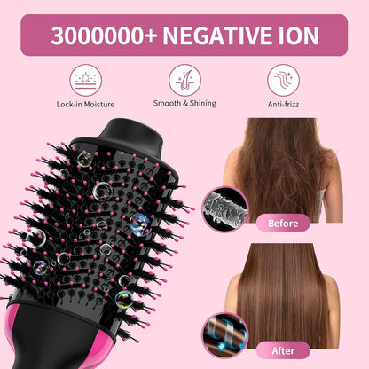 🔥Hair Dryer Brush Blow Dryer in One, Upgraded 4 in 1 Hair Dryer and Styler Volumizer with Negative Ion Anti-frizz Ceramic Titanium Barrel Hot Air Hair Straightener Brush