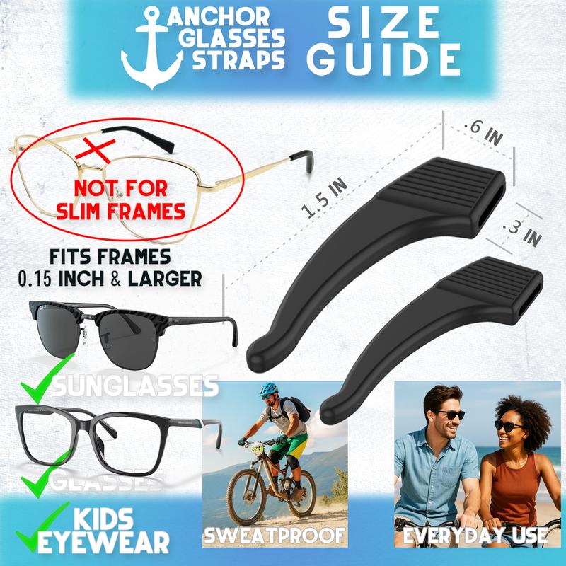 🎉 New Year Sale – Up to 50% Off! Anchor Glasses Grips - 3 Pack - Anti Slip Eyeglass Holder Ear Grip Sunglasses Retainer Temple Tip Reading Glasses Holder