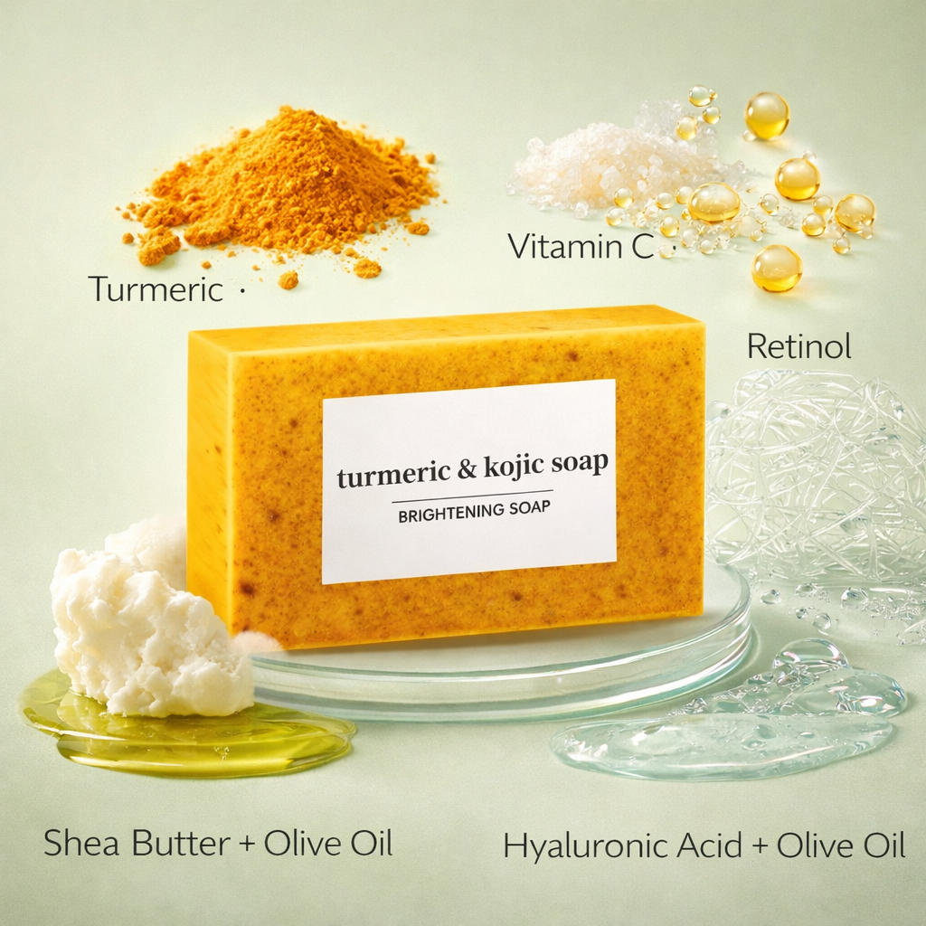 🌟 Kojic Acid Dark Spot Remover Soap Bars – Brightening Miracle 🌟 Vitamin C 🍋 + Retinol ✨ + Collagen 💖 + Turmeric 🌿 Japanese Formula 🇯🇵 | Hyaluronic Acid 💧 | Shea Butter 🧈 & Olive Oil 🫒 3 Pack