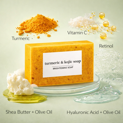 🌟 Kojic Acid Dark Spot Remover Soap Bars – Brightening Miracle 🌟 Vitamin C 🍋 + Retinol ✨ + Collagen 💖 + Turmeric 🌿 Japanese Formula 🇯🇵 | Hyaluronic Acid 💧 | Shea Butter 🧈 & Olive Oil 🫒 3 Pack