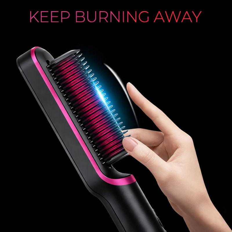 🎉 New Year Sale – Up to 50% Off! 🔥 Hair Straightener Brush – 5 Heat Settings, 20s Fast Heating, Dual Voltage, Black