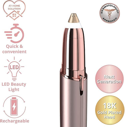 Eyebrow Trimmer for Women ✨ Rechargeable 2-in-1 Eyebrow & Face Hair Remover 💄 Painless Electric Razor for Precise Brows & Smooth Facial Hair Removal 🌸 Gentle, Easy & Flawless Beauty Care (Rose Gold 💗)