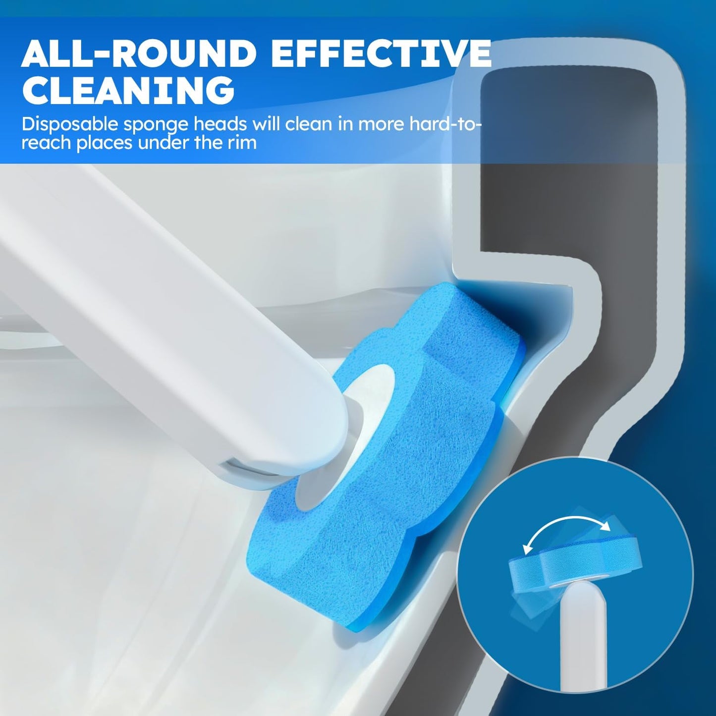 🎁🔥Disposable Toilet Brush 1 Pack- Toilet Bowl Cleaner, Toilet Bowl Brush, Each Toilet Wand with 12PCS Brush Refills for Bathroom Deep Cleaning