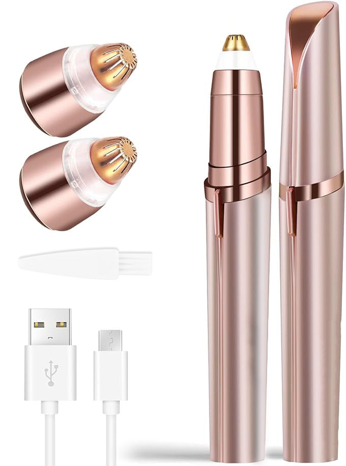 Eyebrow Trimmer for Women ✨ Rechargeable 2-in-1 Eyebrow & Face Hair Remover 💄 Painless Electric Razor for Precise Brows & Smooth Facial Hair Removal 🌸 Gentle, Easy & Flawless Beauty Care (Rose Gold 💗)