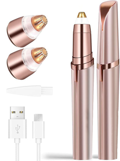 Eyebrow Trimmer for Women ✨ Rechargeable 2-in-1 Eyebrow & Face Hair Remover 💄 Painless Electric Razor for Precise Brows & Smooth Facial Hair Removal 🌸 Gentle, Easy & Flawless Beauty Care (Rose Gold 💗)