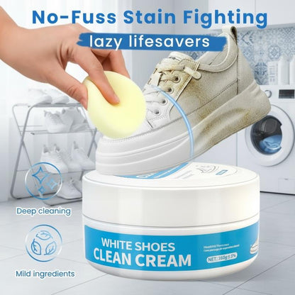🔥Ends Tonight: Get 50% OFF Before It’s Gone!⏰White Shoe Cleaner Cream Multipurpose No-Wash Solid Comes with Sponge Removes Stains Ideal for Leather Silicone Car Interiors Mild Non-Irritating Eco-Friendly-OA
