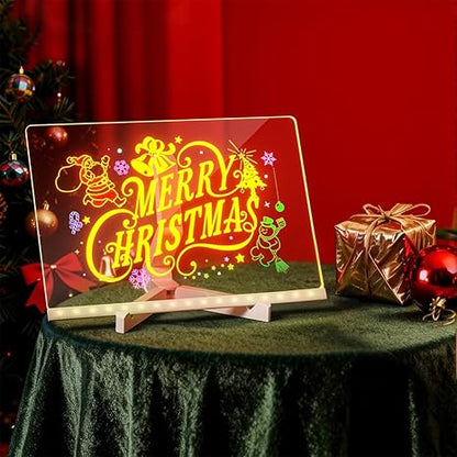 LumiBoard LED Drawing Board for Kids ✨ 11.8"×7.9" Light Up Acrylic Dry Erase LED Note Board 🌈 with Colors, Doodle Glow Board with Stand 🎨 Magic Drawing Tablet as Christmas 🎄 & Birthday 🎂 Gifts for Girls Boys