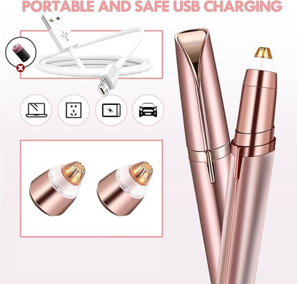 Eyebrow Trimmer for Women ✨ Rechargeable 2-in-1 Eyebrow & Face Hair Remover 💄 Painless Electric Razor for Precise Brows & Smooth Facial Hair Removal 🌸 Gentle, Easy & Flawless Beauty Care (Rose Gold 💗)