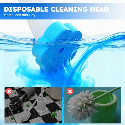 🎁🔥Disposable Toilet Brush 1 Pack- Toilet Bowl Cleaner, Toilet Bowl Brush, Each Toilet Wand with 12PCS Brush Refills for Bathroom Deep Cleaning