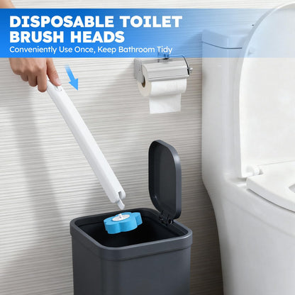 🎁🔥Disposable Toilet Brush 1 Pack- Toilet Bowl Cleaner, Toilet Bowl Brush, Each Toilet Wand with 12PCS Brush Refills for Bathroom Deep Cleaning