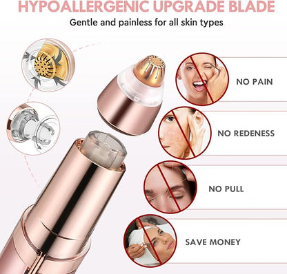Eyebrow Trimmer for Women ✨ Rechargeable 2-in-1 Eyebrow & Face Hair Remover 💄 Painless Electric Razor for Precise Brows & Smooth Facial Hair Removal 🌸 Gentle, Easy & Flawless Beauty Care (Rose Gold 💗)