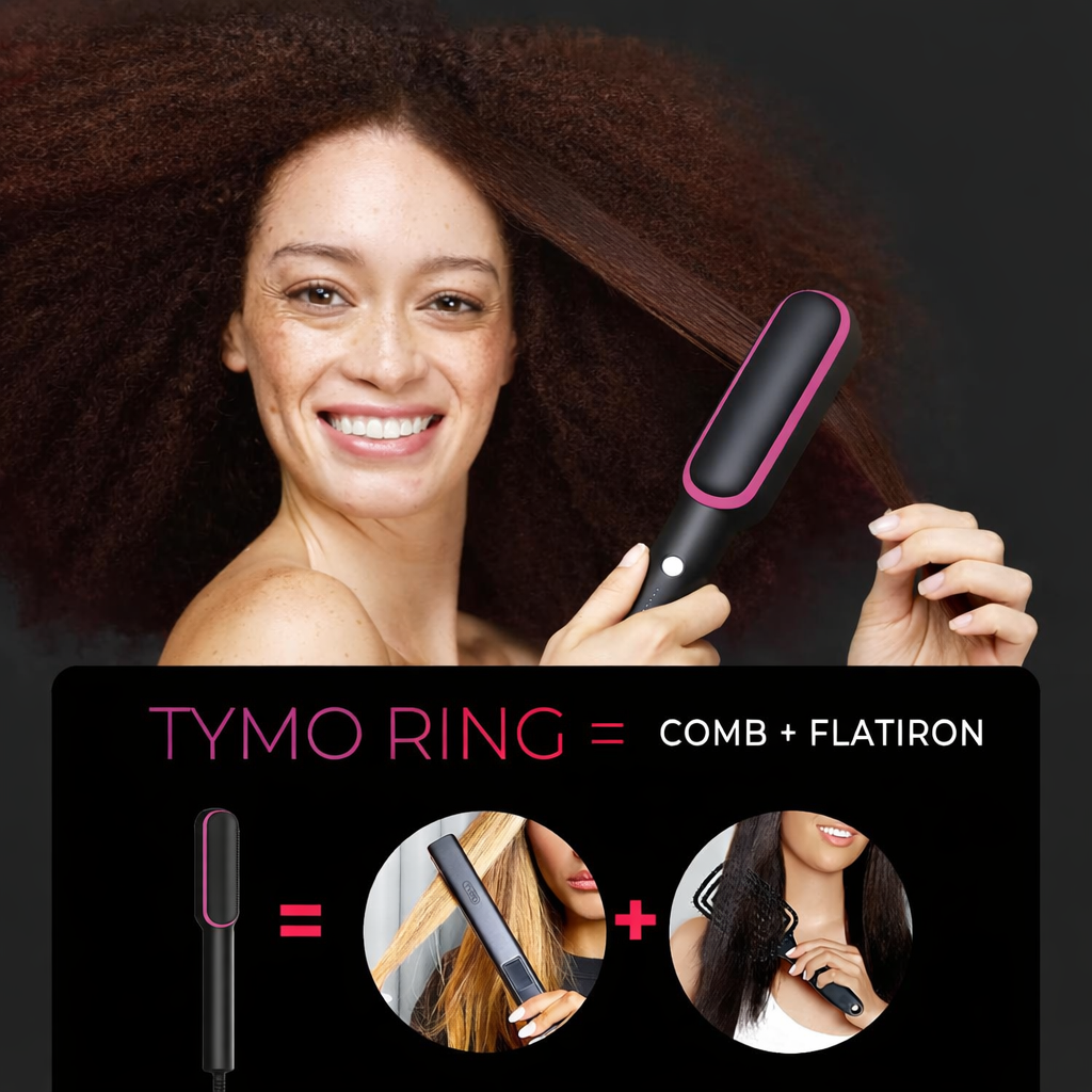 🔥 Hair Straightener Brush – 5 Heat Settings, 20s Fast Heating, Dual Voltage – Effortless Styling in Black