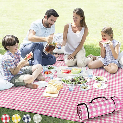 Extra Large Picnic Outdoor Blanket, 80''x80'' 🧺Waterproof Foldable Blankets Gingham Picnic Mat for Beach, Camping Grass Lawn Park Accessories Cute Couple Gifts Ideas Wedding Registry(Green White)