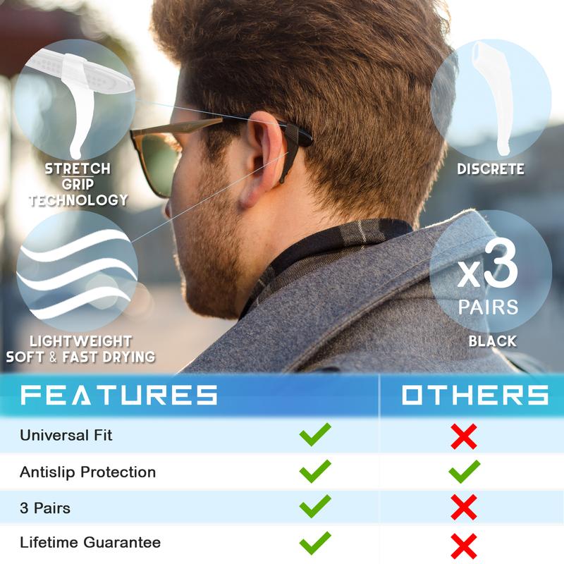 🎉 New Year Sale – Up to 50% Off! Anchor Glasses Grips - 3 Pack - Anti Slip Eyeglass Holder Ear Grip Sunglasses Retainer Temple Tip Reading Glasses Holder
