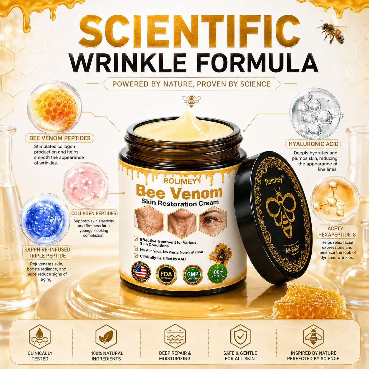 🔥2026 New Rolimey® Bee Venom Advanced Skin Rescue Cream | Botox-Inspired Firming & Smoothing Care for All Skin Types