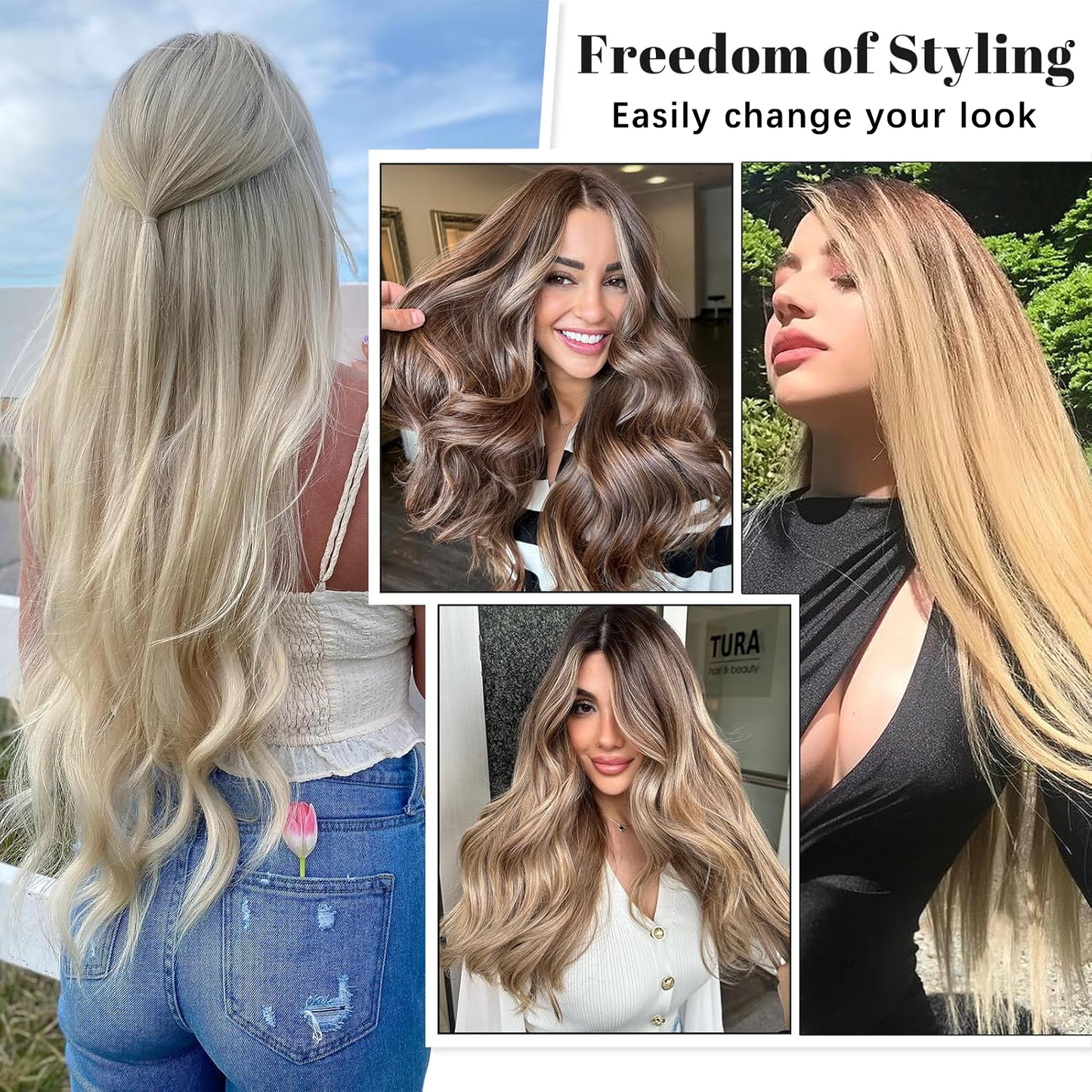 New Year's Special Offer 🎉: Enjoy a 30% Discount 💸 on Women's Hair Extension Clips 💇‍♀️, Approximately 60cm (24 inches) 📏, 160g ⚖️, 7-Piece Set 🎀, Available in Dark Brown 🟤, Chocolate 🍫, and Blonde 💛 for Smooth, Straight Hair ✨.