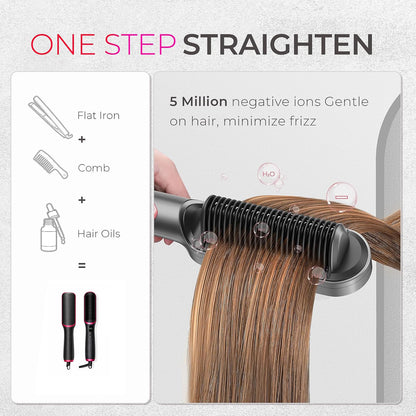 🎉 New Year Sale – Up to 50% Off! 🔥 Hair Straightener Brush – 5 Heat Settings, 20s Fast Heating, Dual Voltage, Black
