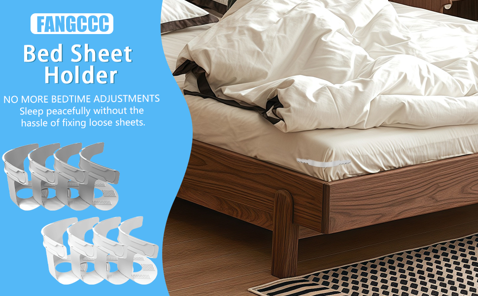 ✨Sheet Holders for Bedding, Bed Sheet Holder with Lock Strips Set Non-Slip Bed Sheet Corner Locks Universal Fitted Sheet Holder for All Mattresses