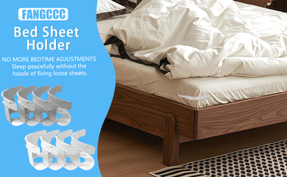 ✨Sheet Holders for Bedding, Bed Sheet Holder with Lock Strips Set Non-Slip Bed Sheet Corner Locks Universal Fitted Sheet Holder for All Mattresses