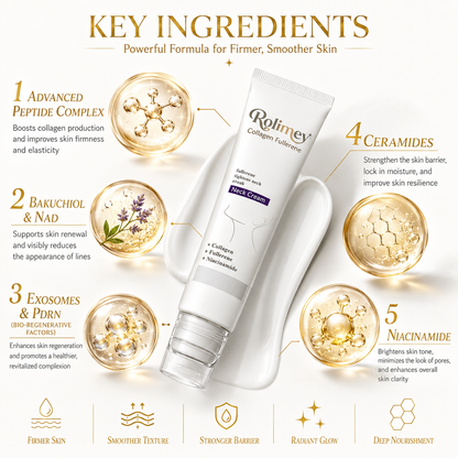 🎁Made and shipped in the UK 💫Rolimey® Collagen Fullerene Cream, Rolimey Collagen Cream with Collagen Peptides, 2026 New Tighten & Lift Cream for Crepey Skin, Wrinkles and Tightening for Skin Types
