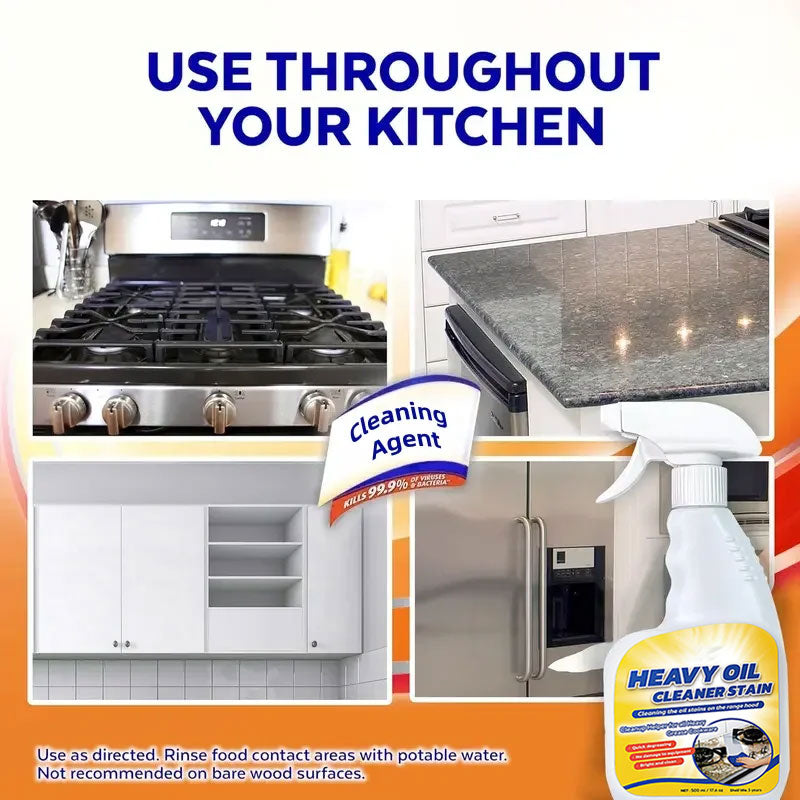 All Purpose Kitchen Heavy Oil Cleaning Agent-Antibacterial Spray for Countertops, Ovens, and Appliances