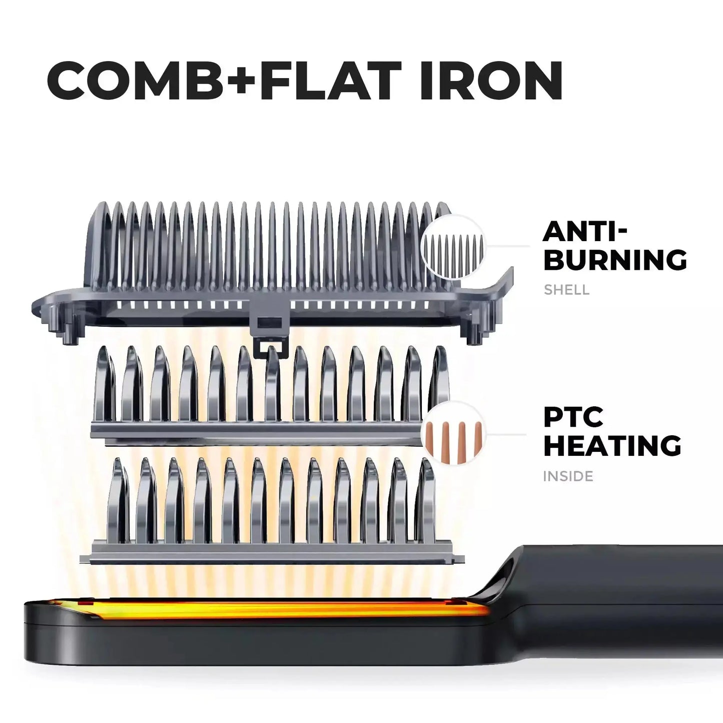 🎉 New Year Sale – Up to 50% Off! 🔥 Hair Straightener Brush – 5 Heat Settings, 20s Fast Heating, Dual Voltage, Black