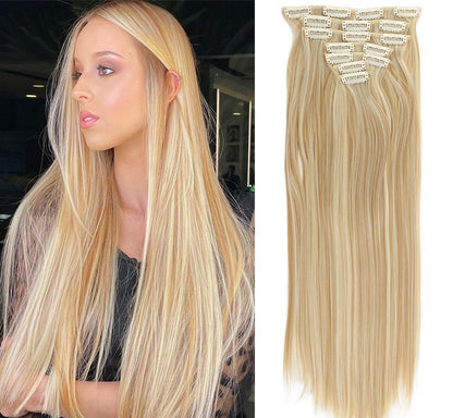 New Year's Special Offer 🎉: Enjoy a 30% Discount 💸 on Women's Hair Extension Clips 💇‍♀️, Approximately 60cm (24 inches) 📏, 160g ⚖️, 7-Piece Set 🎀, Available in Dark Brown 🟤, Chocolate 🍫, and Blonde 💛 for Smooth, Straight Hair ✨.