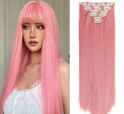 New Year's Special Offer 🎉: Enjoy a 30% Discount 💸 on Women's Hair Extension Clips 💇‍♀️, Approximately 60cm (24 inches) 📏, 160g ⚖️, 7-Piece Set 🎀, Available in Dark Brown 🟤, Chocolate 🍫, and Blonde 💛 for Smooth, Straight Hair ✨.